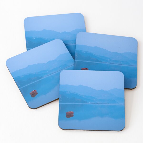 Item preview, Red boat in blue hour on lake Pokhara designed and sold by Nick Kemp.