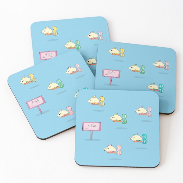 Item preview, Cartoon illustration of fishes going to yoga class designed and sold by SooperYela.