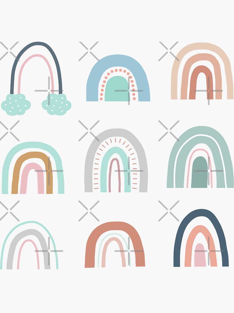 Thumbnail 3 of 3, Sticker, Pack of organic rainbows designed and sold by Pastel-PaletteD.