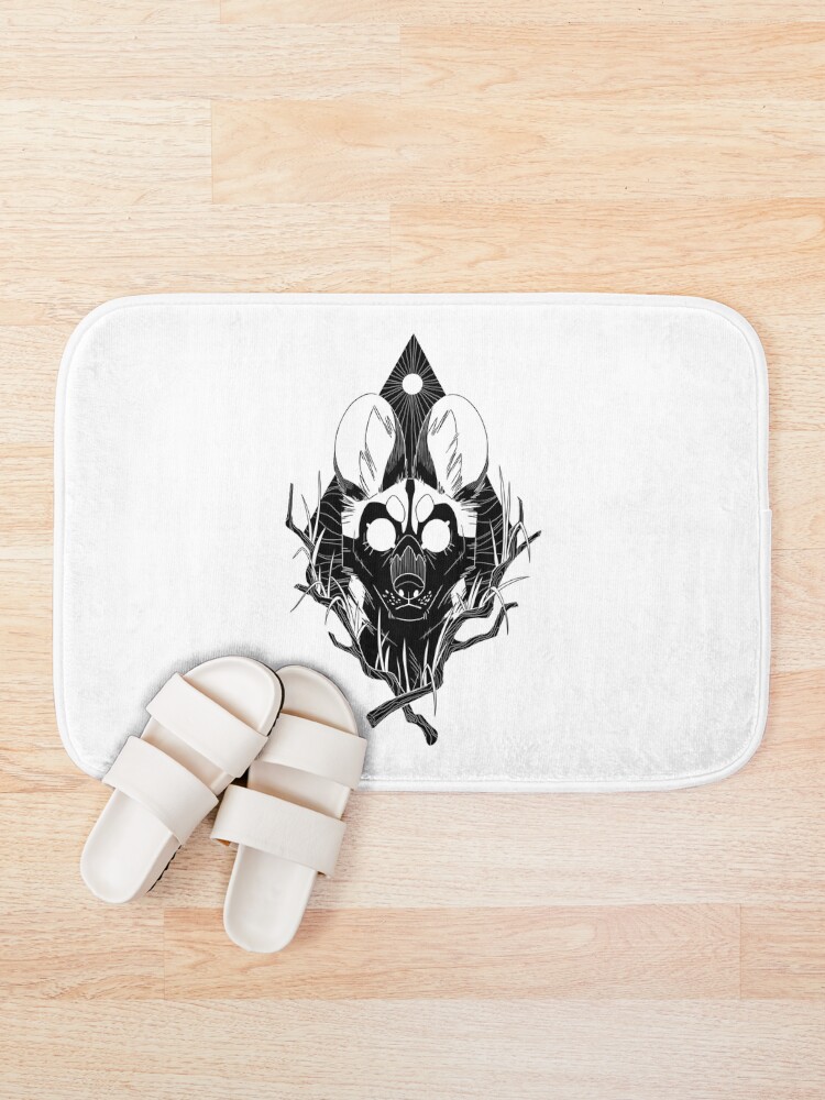 Thumbnail 1 of 6, Bath Mat, Wild Dog - White designed and sold by RippleDesigns.
