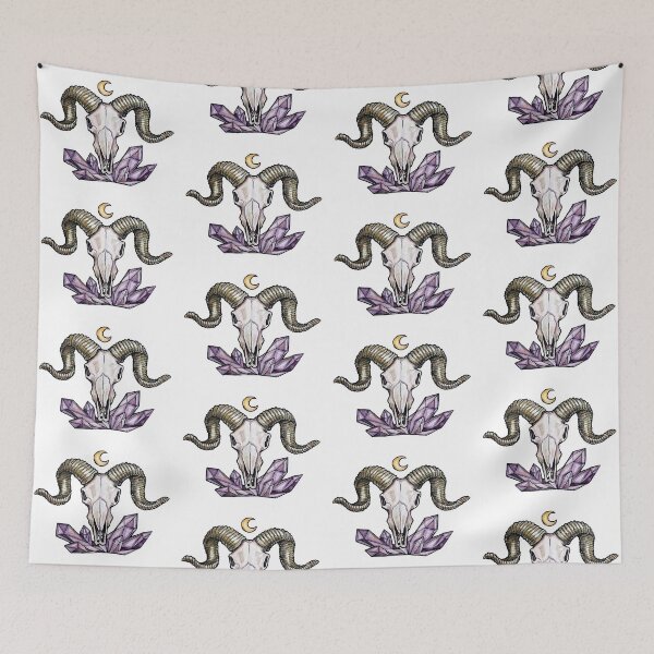 Item preview, Witchy Ram Skull& Crystals designed and sold by PulpPineapple.