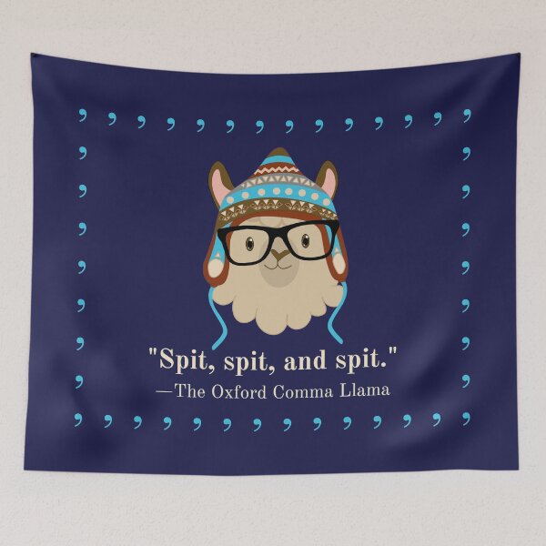 Item preview, Oxford Comma Llama spit tan blue designed and sold by GrammarDance.