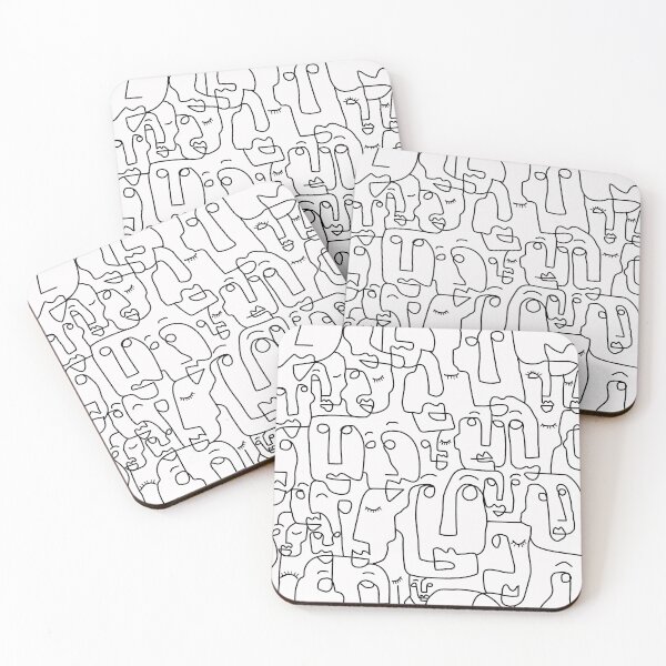 Item preview, Face Line Drawing - abstract faces - Art Print one line artwork print designed and sold by mashmosh.