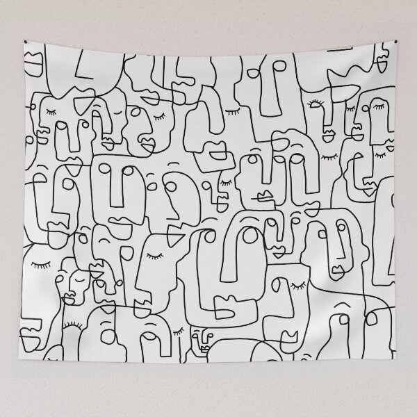 Item preview, Face Line Drawing - abstract faces - Art Print one line artwork print designed and sold by mashmosh.