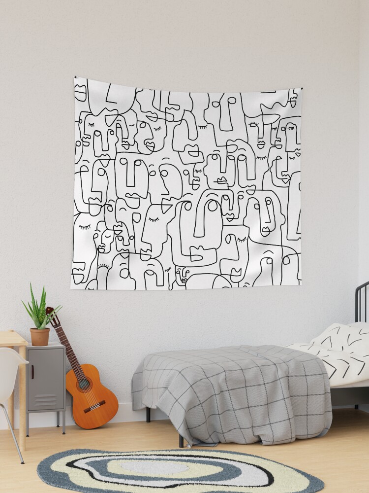 Face Line Drawing - abstract faces - Art Print one line artwork print  Tapestry for Sale by mashmosh