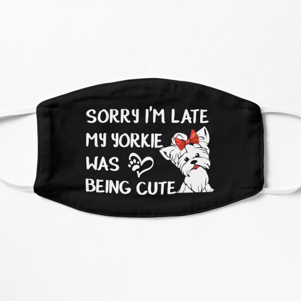 Sorry Im late My Yorkie Was Being Cute, Yorkie Mama, Yorkshire Terrier, Yorkie Illustration, Heart Paw, Yorkie Gifts, Red Bow Tie, Cute Daddy Tees, Teacup Yorky, Square Block, Black Tee Mask