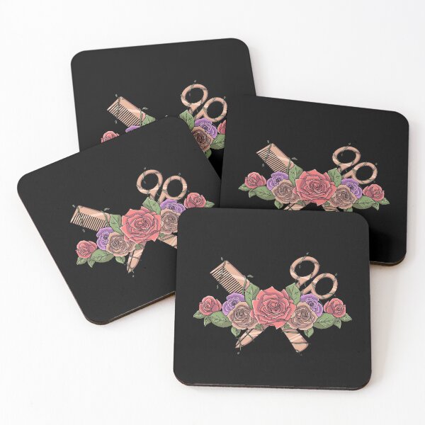 Hairdresser Flowery Style Coasters (Set of 4)