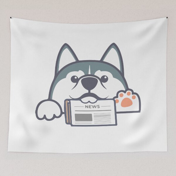 Item preview, Husky Dog with Newspaper designed and sold by Halabe art.