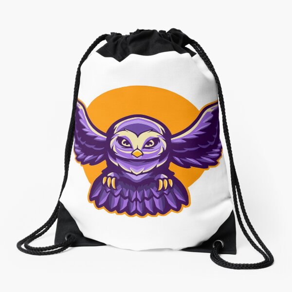 The sun owl violet Drawstring Bag