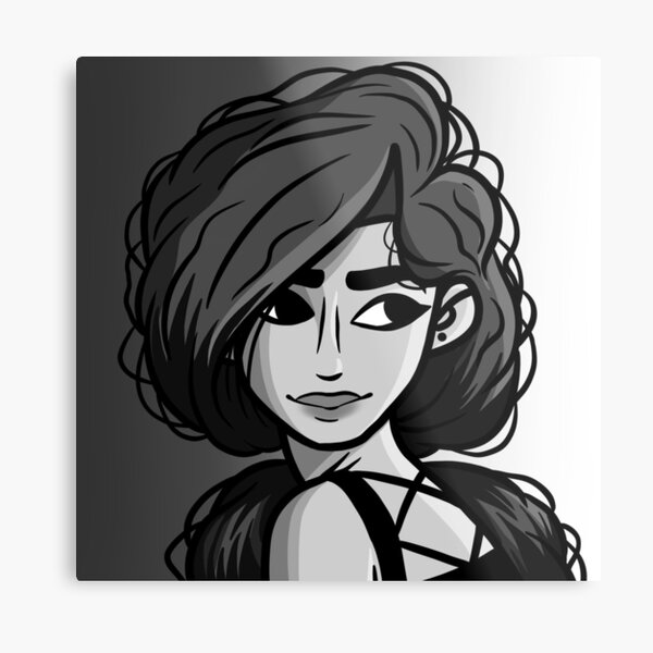 Monotone Girl Metal Print