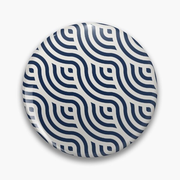 Artikelvorschau, Japanisches lockiges Wellenmuster ~ Minimalistische und geometrische Bogenformen ~ Marineblau auf Weiß entworfen und verkauft von oceanys.