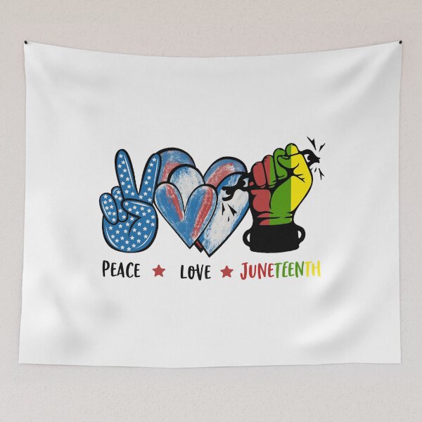Item preview, Peace Love Juneteenth Hand  Hearts Freedom USA flag African American Black History Month designed and sold by Dolphin Graphic.