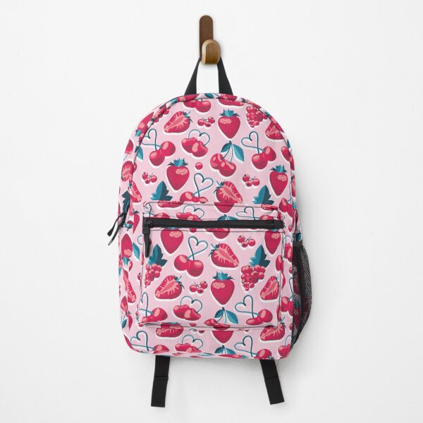 Item preview, Cherries, berries and strawberries // pink background red fruits designed and sold by SelmaCardoso.