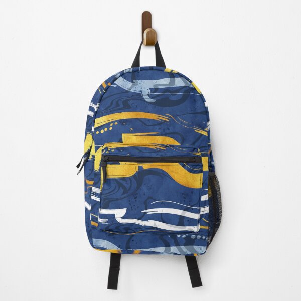 Abstract dragon fire water reflexions // blue and gold Backpack