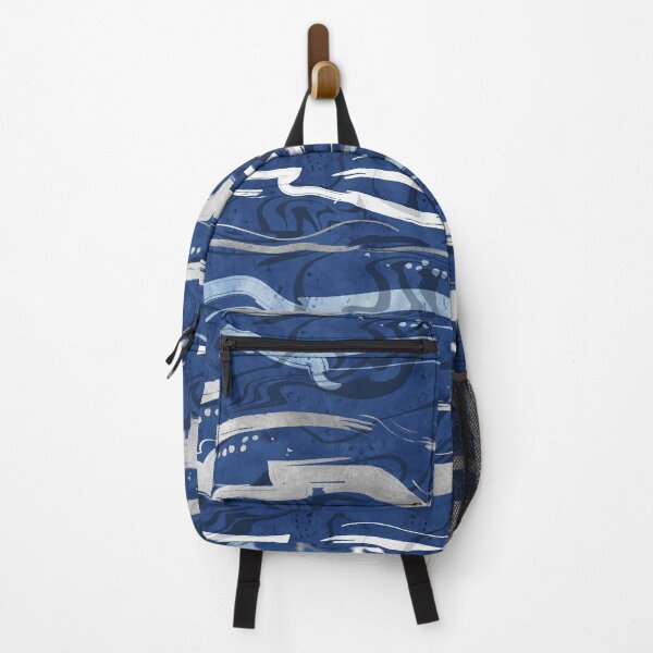 Abstract dragon fire water reflexions // blue and silver Backpack