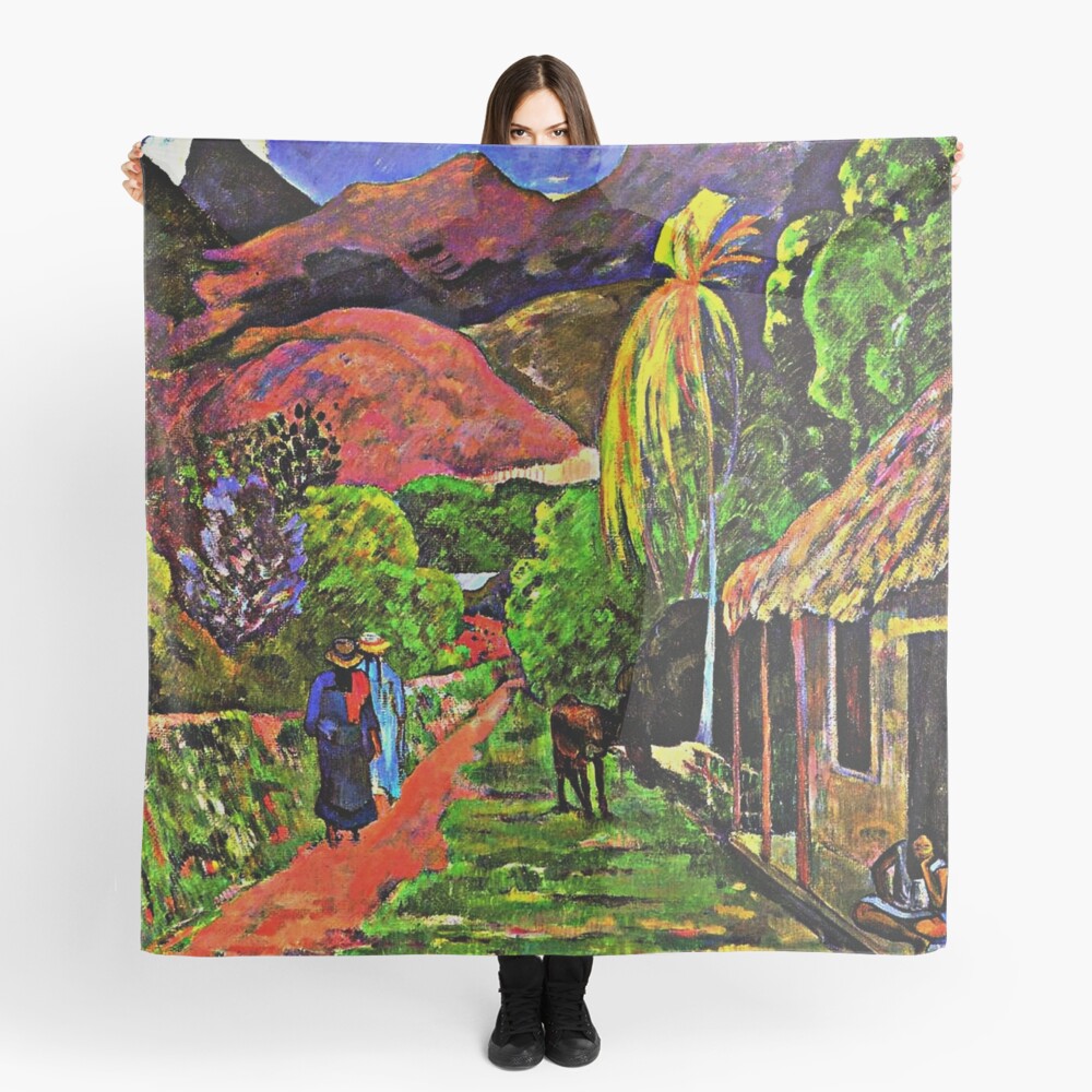 Gauguin - Road in Tahiti, famous painting Scarf