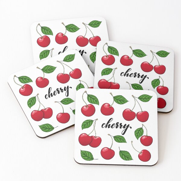 Item preview, set of Beautiful cartoon red cherries with black contour, symbol of summer. designed and sold by Yevheniia Hulinska.