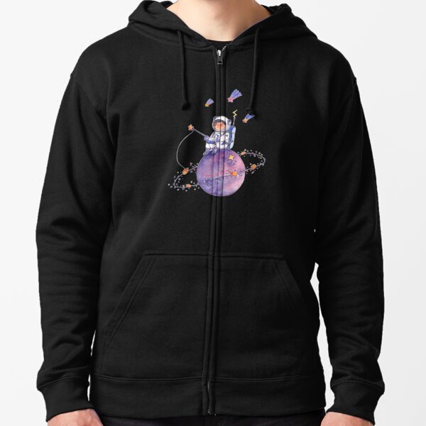 Astronaut catching Asteroids on a Star Zipped Hoodie