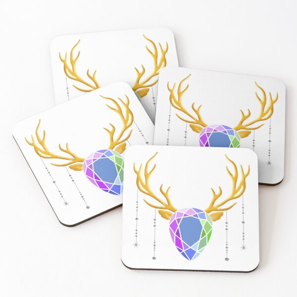 Item preview, Diamond deer with golden horns - Abstract art designed and sold by TheRedPrincess.