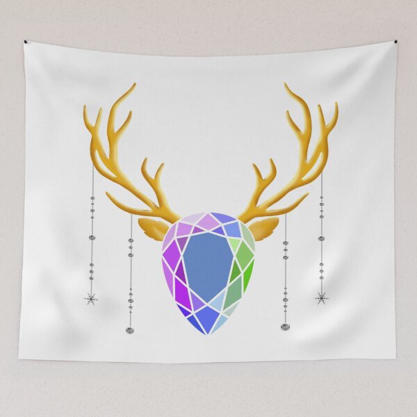 Item preview, Diamond deer with golden horns - Abstract art designed and sold by TheRedPrincess.