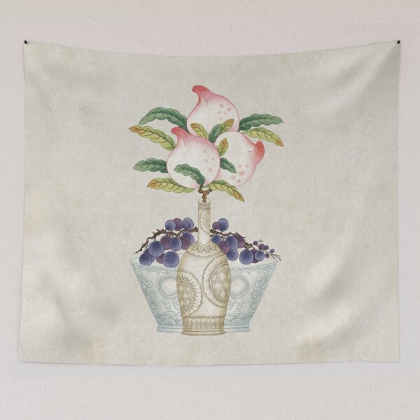 Item preview, Fruits: Peaches and grapes type-A (Minhwa-Korean traditional/folk art) designed and sold by minsillust.