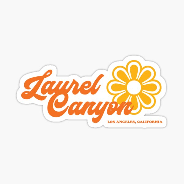 Retro Laurel Canyon flower logo - orange Sticker