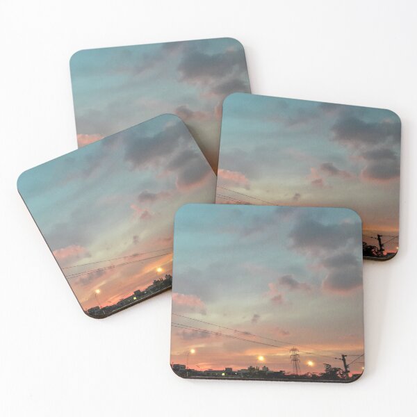 Item preview, Street lights pink sunset sky designed and sold by PrakritiPrints.