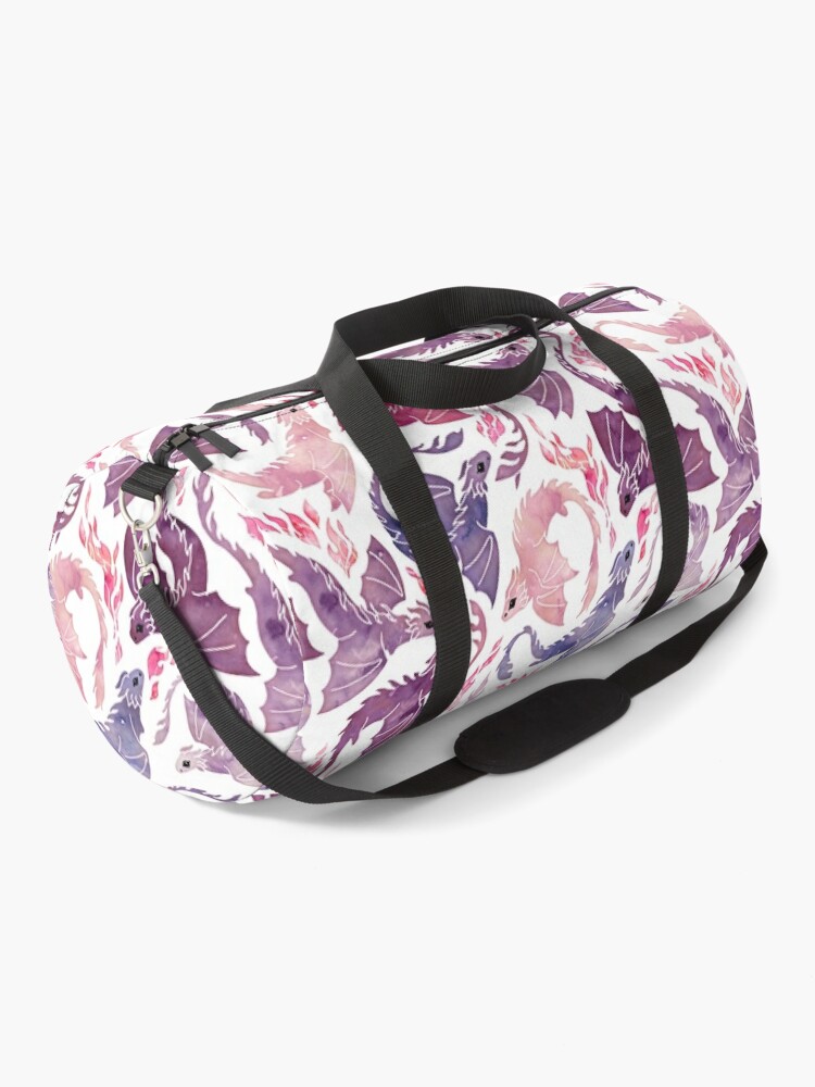 Duffle Bag, Dragon fire pink & purple designed and sold by adenaJ