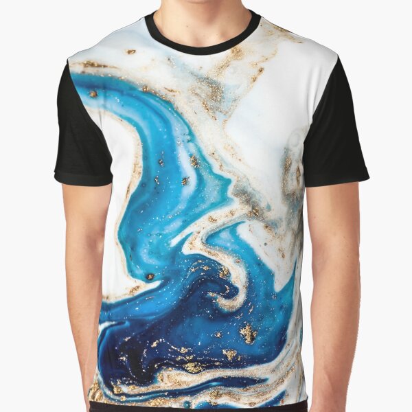Blue and white marble Graphic T-Shirt