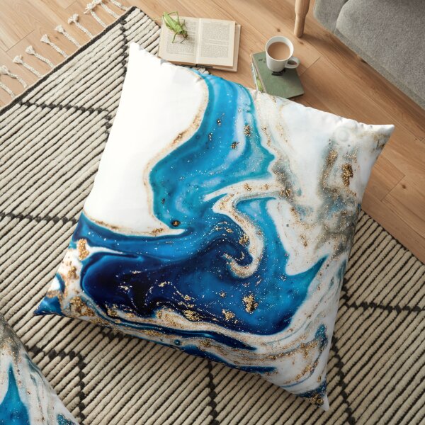 Blue and white marble Floor Pillow