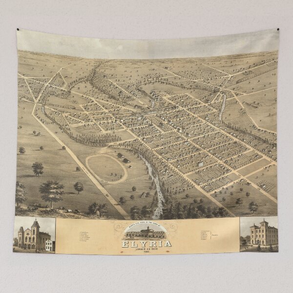 Item preview, Vintage Elyria OH Map (1868) designed and sold by BravuraMedia.