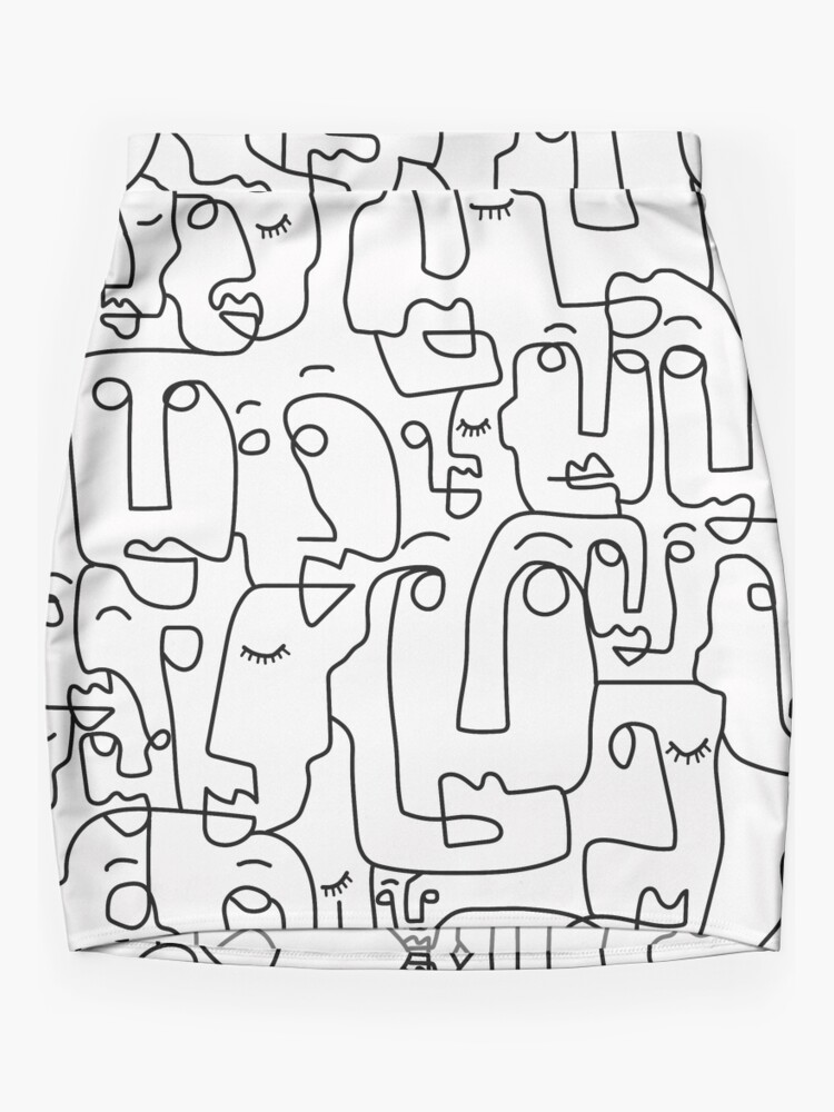 Face Line Drawing - abstract faces - Art Print one line artwork print Mini  Skirt for Sale by mashmosh