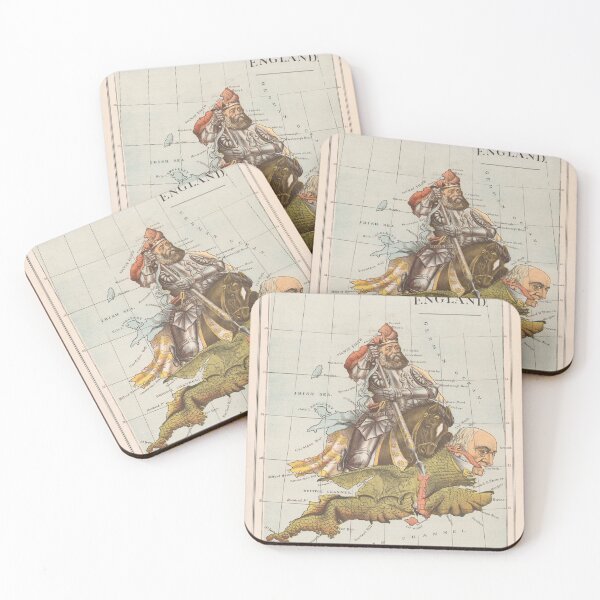 Item preview, Old England & St George Cartoon Map (1888) Vintage Political Cartoon Atlas designed and sold by BravuraMedia.