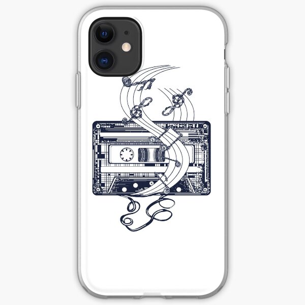 Retro music tattoo. Old audio type and notes iPhone Soft Case