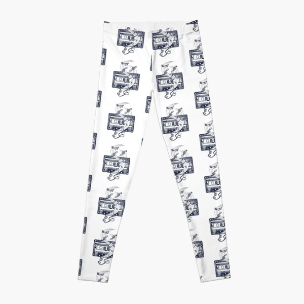 Retro music tattoo. Old audio type and notes Leggings