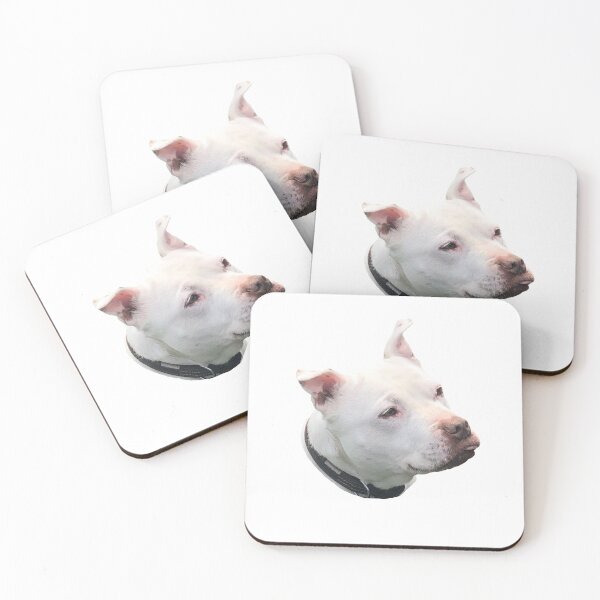 Item preview, White Staffordshire Bull Terrier Face,  Staffy, Stafford, Dog. designed and sold by Hazel Morris.