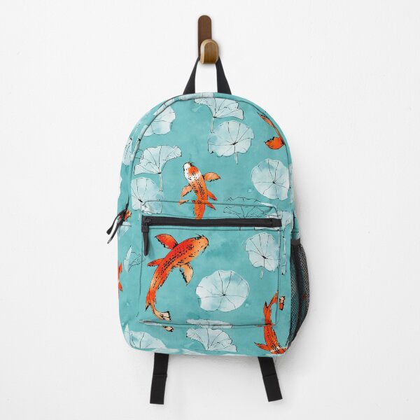 Waterlily koi in turquoise Backpack