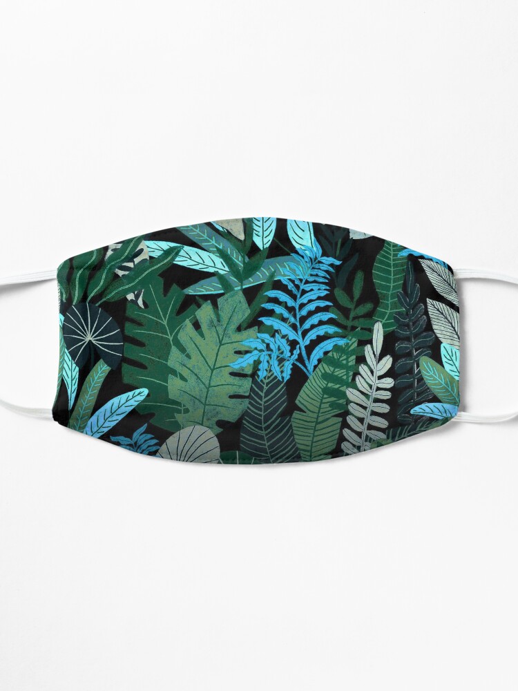 Alternate view of Blue Tropical Jungle at Night Mask