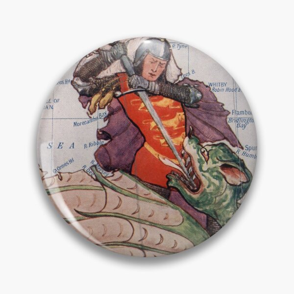 Item preview, Vintage England Map & St George Slaying a Dragon (1912) designed and sold by BravuraMedia.