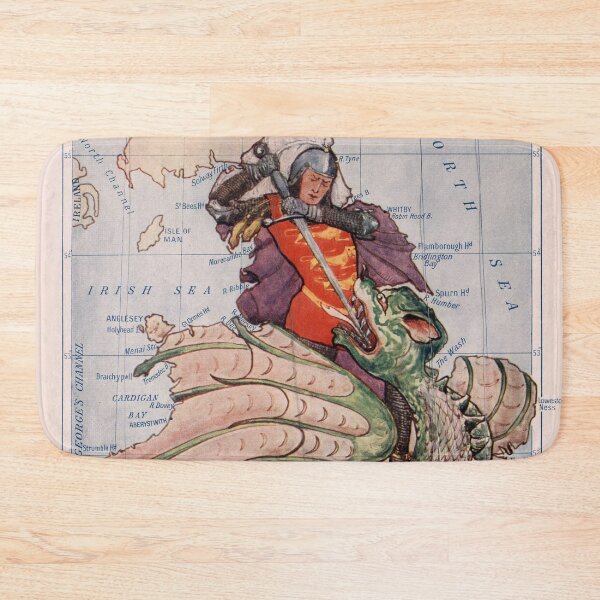Item preview, Vintage England Map & St George Slaying a Dragon (1912) designed and sold by BravuraMedia.
