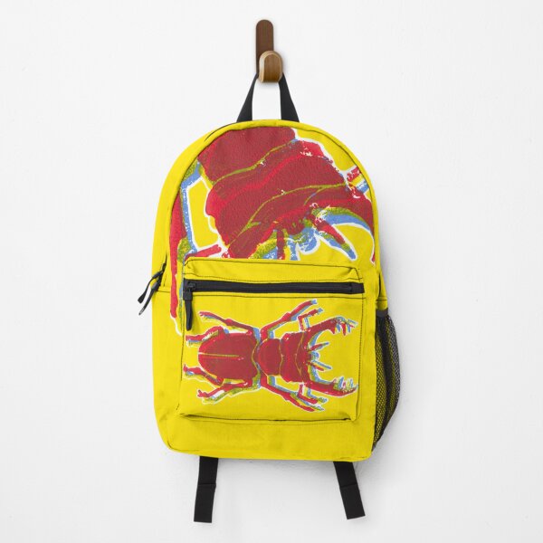 Item preview, Stag Beetle Tricolore lino cut on yellow background designed and sold by VrijFormaat.