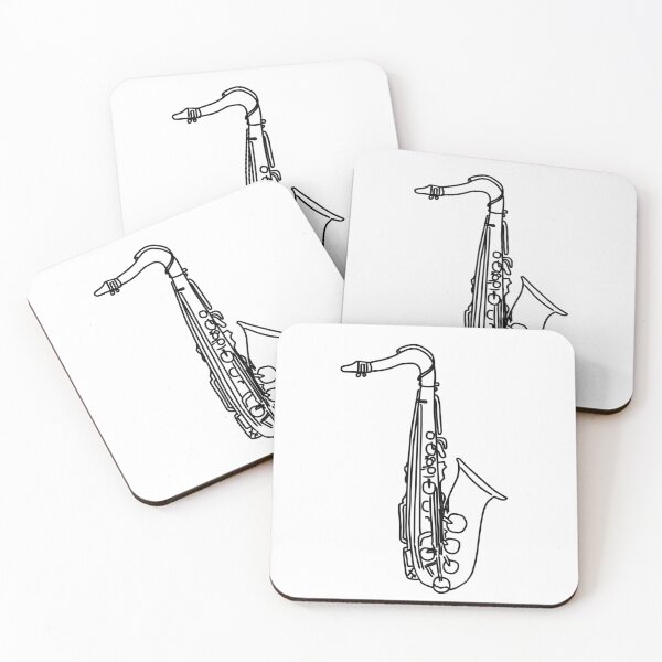 Item preview, Black and White Saxophone Line Art designed and sold by bassoongirl123.