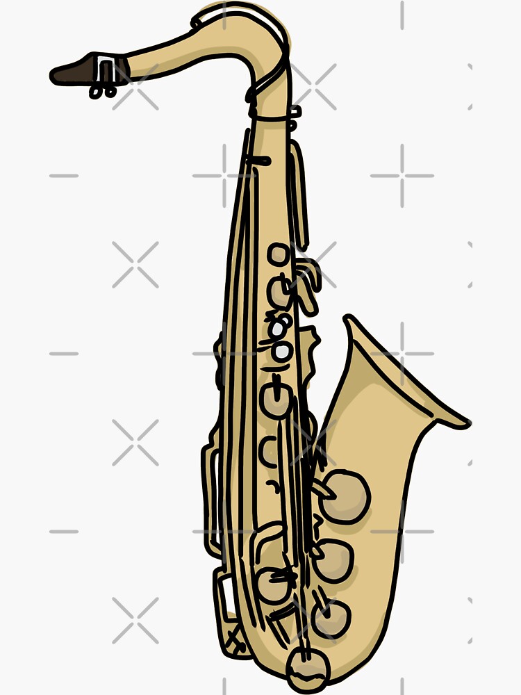 Colorful Gold Saxophone Line Art by bassoongirl123