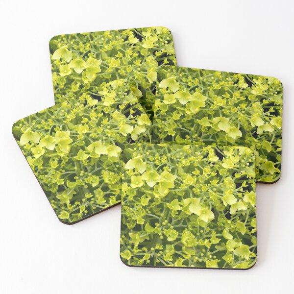Item preview, Green-white-flowered hydrangeas as a textured pattern against a dark background designed and sold by Hubiundhubi.