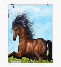 Brown Horse sitting on the flowers and grass iPad Case iPad Case/Skin