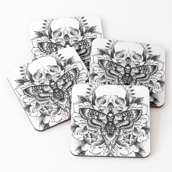 Item preview, Deathshead moth and peonies symmetry  designed and sold by Morag Brown.
