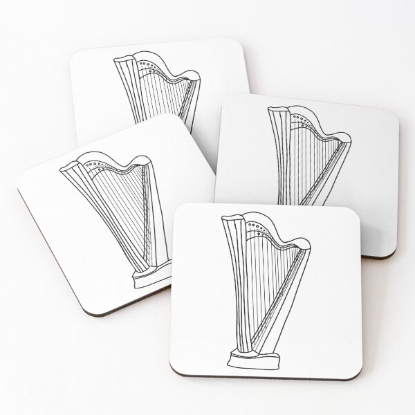 Item preview, Black and White Harp Line Art designed and sold by bassoongirl123.