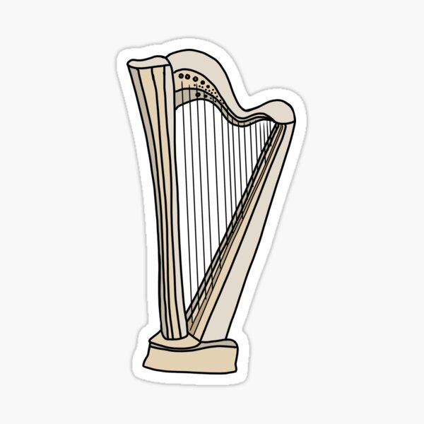 Colorful Harp Line Art Sticker