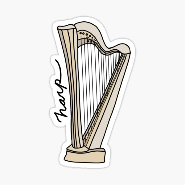 Item preview, Colorful Harp Line Art With Cursive designed and sold by bassoongirl123.