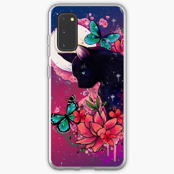 Midnight Cat watercolor design Samsung Galaxy Soft Case
